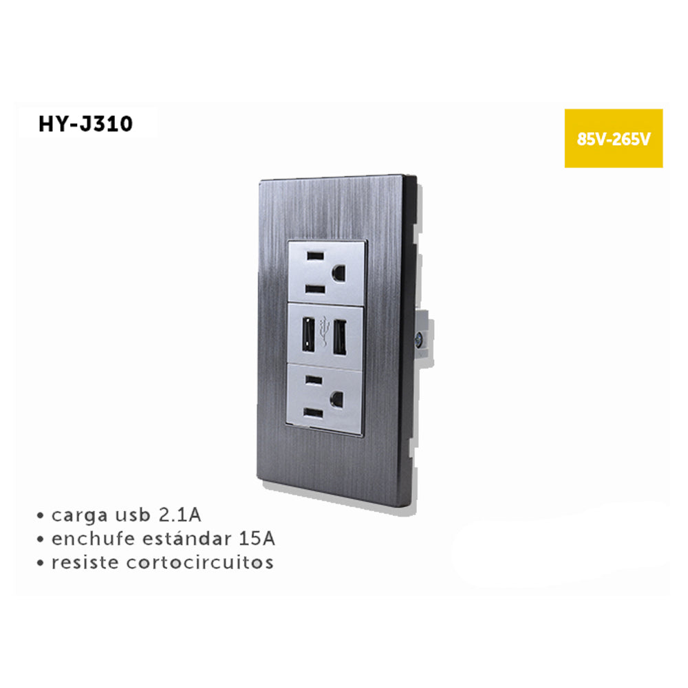 Toma Corriente Placa Puerto USB Duplex