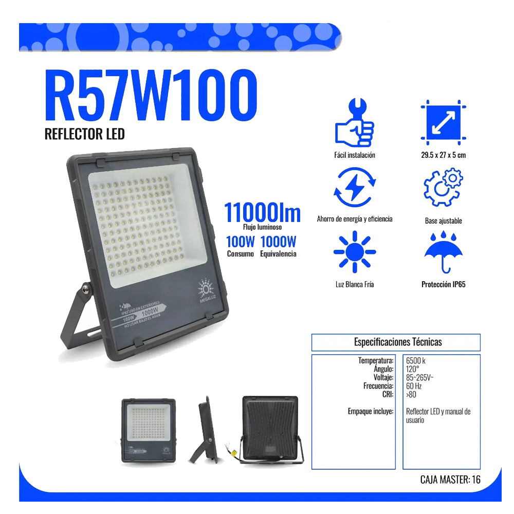 Reflector Led 100 Watts IP65 6500K