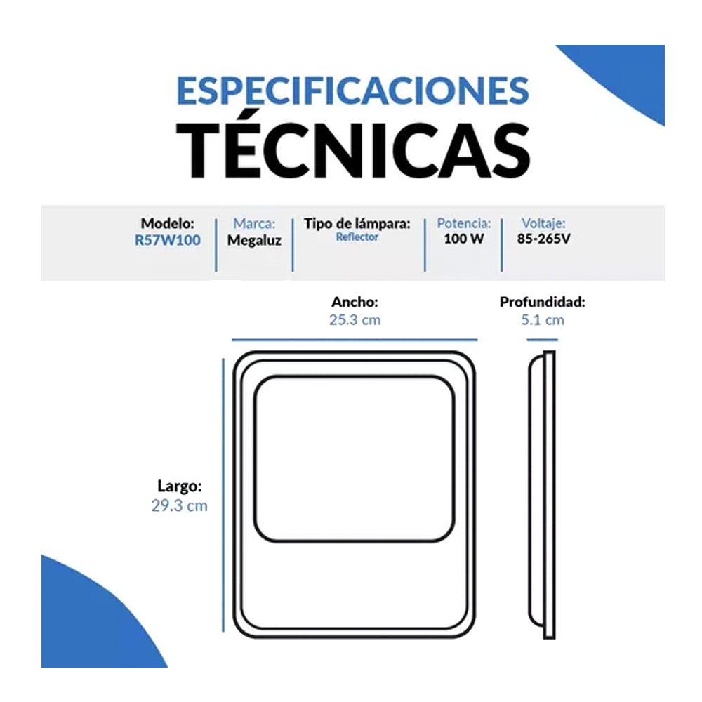 Reflector Led 100 Watts IP65 6500K